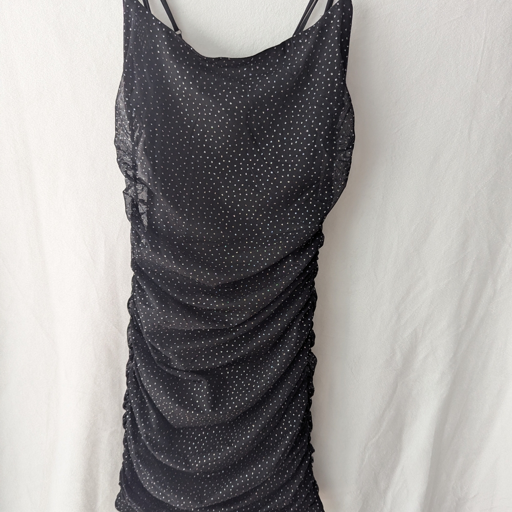 Lucy in the Sky Black and White Ruched Dress